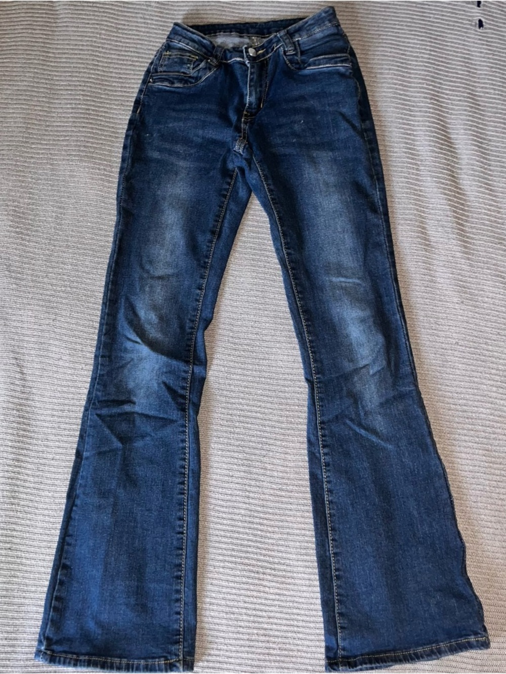 Y2K Hippie Rose Indigo Blue Flare Jeans - Picture 3 of 3